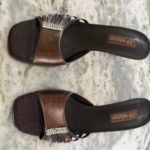 Brighton Chocolate Leather Sandals with Silver Accents